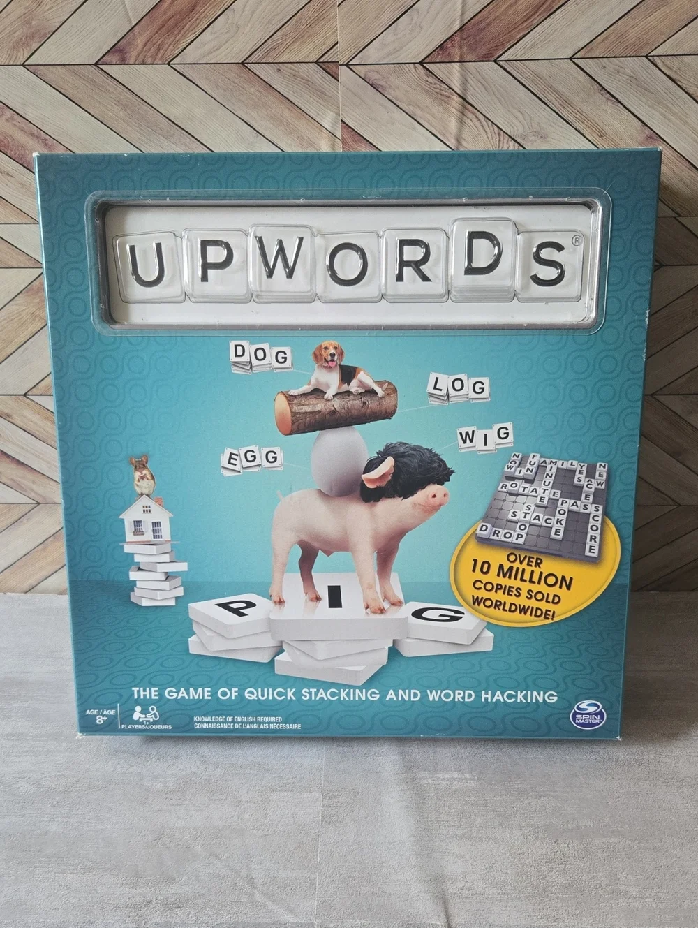 Upwords Board Game Spin Master Word Stacking Game Family Game Night Ages 8+